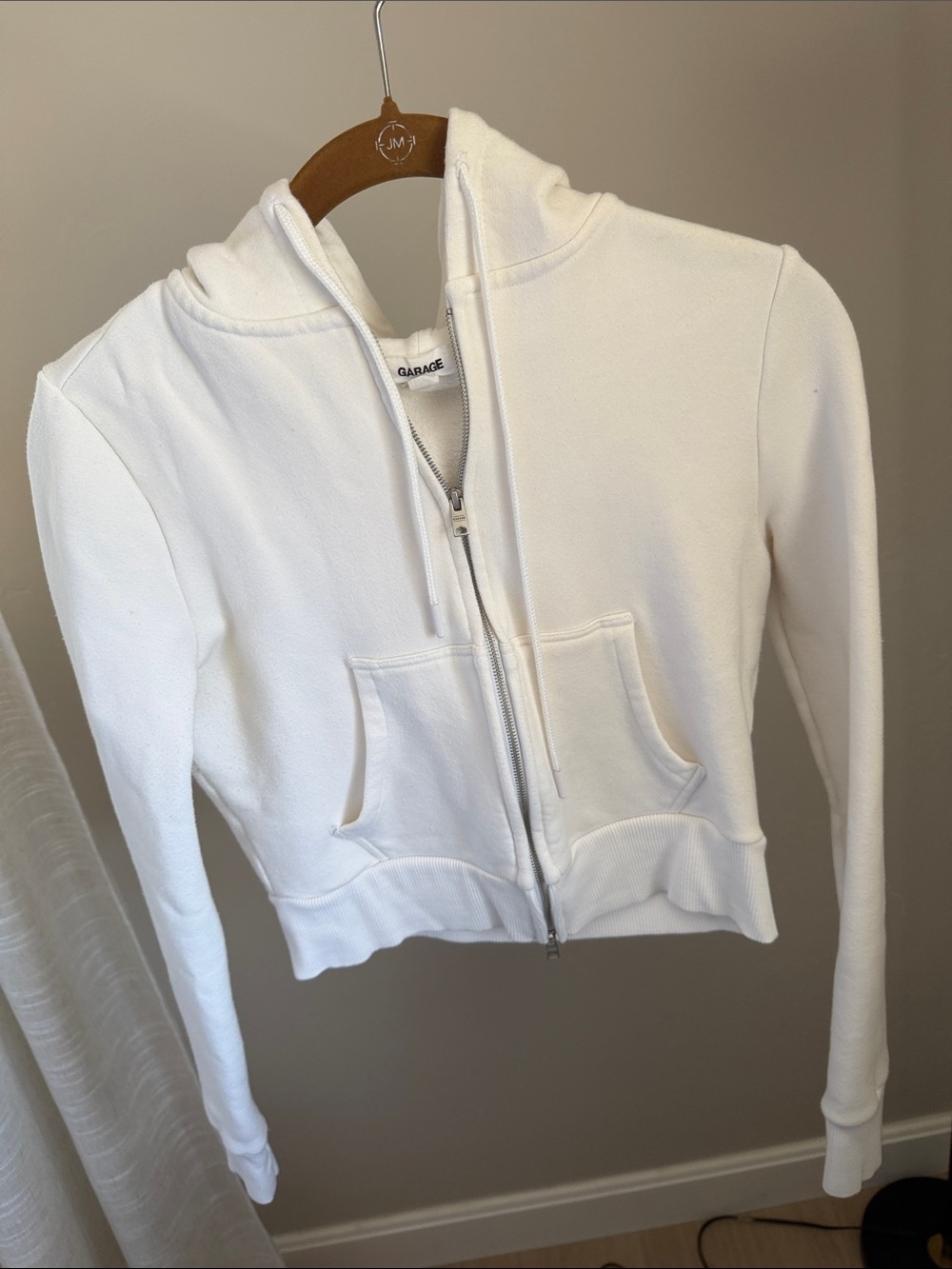 Garage Women’s White Stretch Hooded Zip-Up